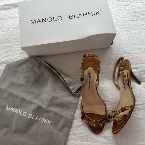 Manolo Blahnik Shoes - ULTRA RARE Archival Manolo Blahnik Ribbon Rosette Mules - SS 1996- Size 37.5